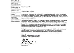 Ohlson lavoie corporation Profitable Food Facilities Recommendation Letter