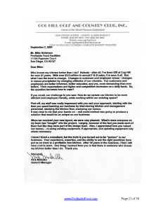 Cog Hill Golf & Country Club, Inc. Profitable Food Facilities Recommendation Letter