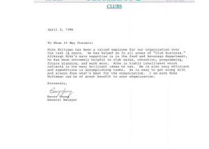 Solano Athletic ClubsProfitable Food Facilities Recommendation Letter