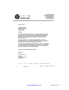 Vetta Sports Clubs Profitable Food Facilities Recommendation Letter